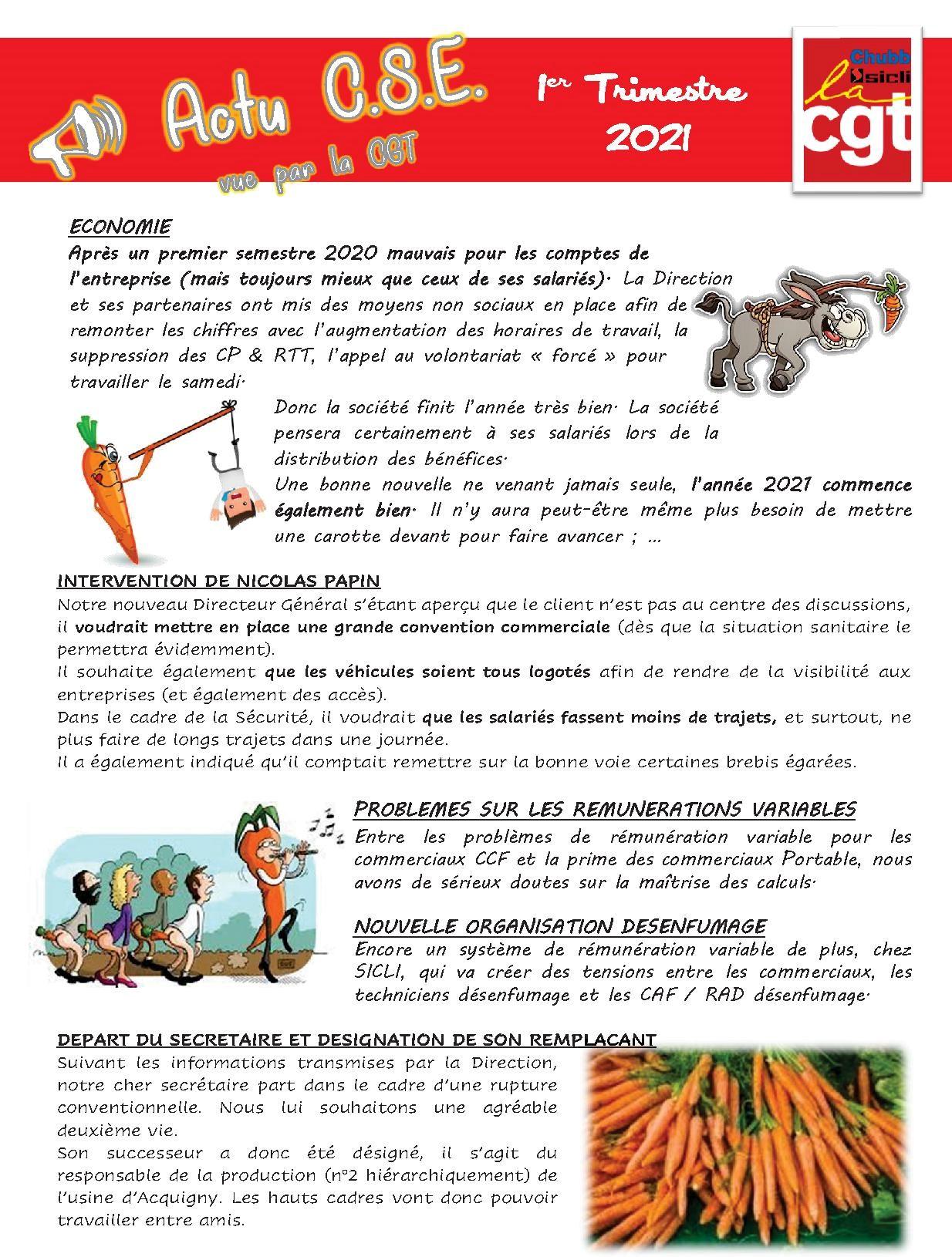 Actus des cse du premier trimestre 2021