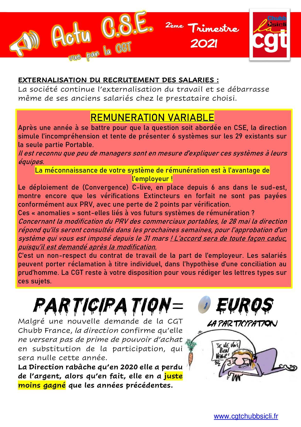 Actus des cse du second trimestre 20211