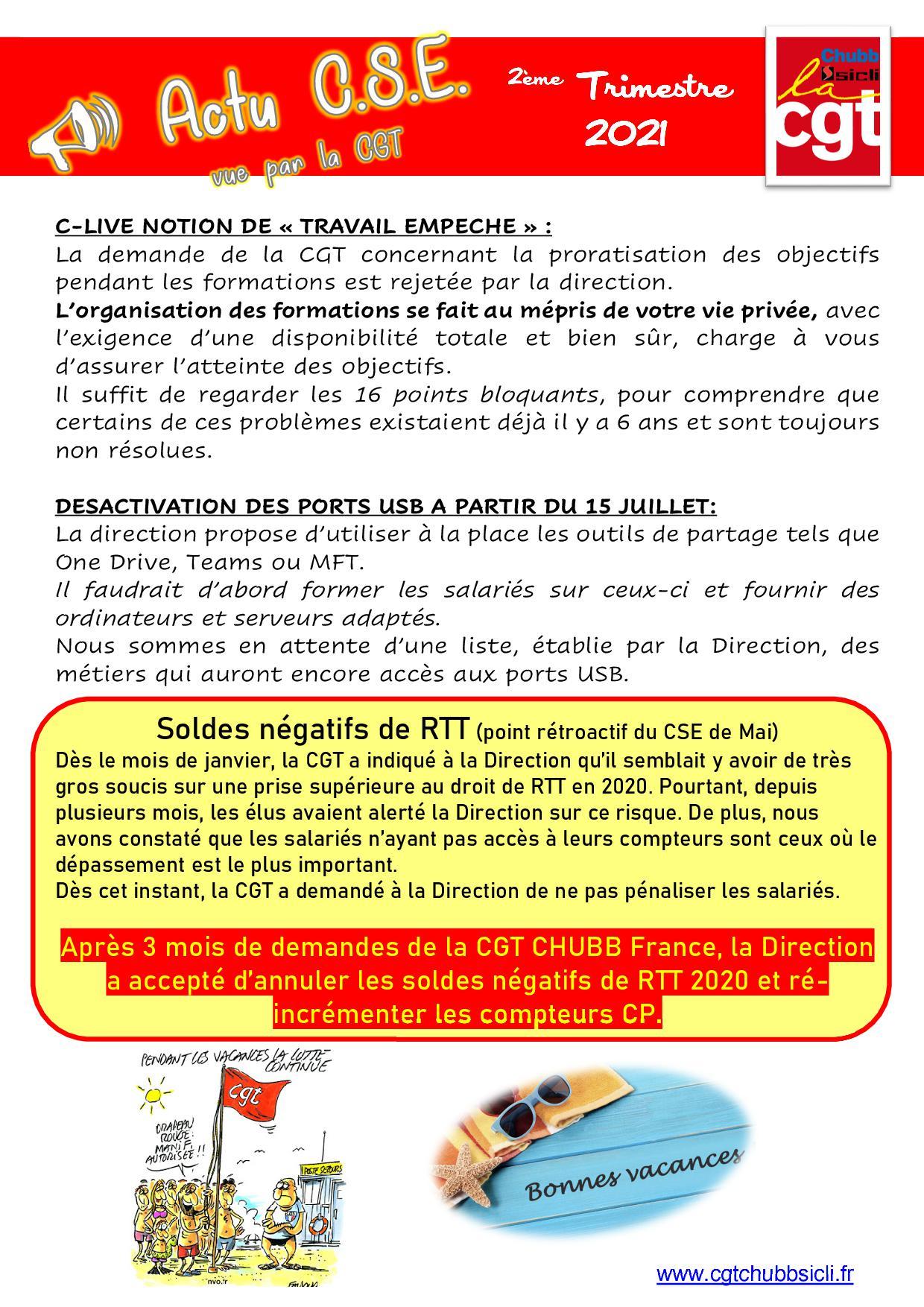 Actus des cse du second trimestre 20212