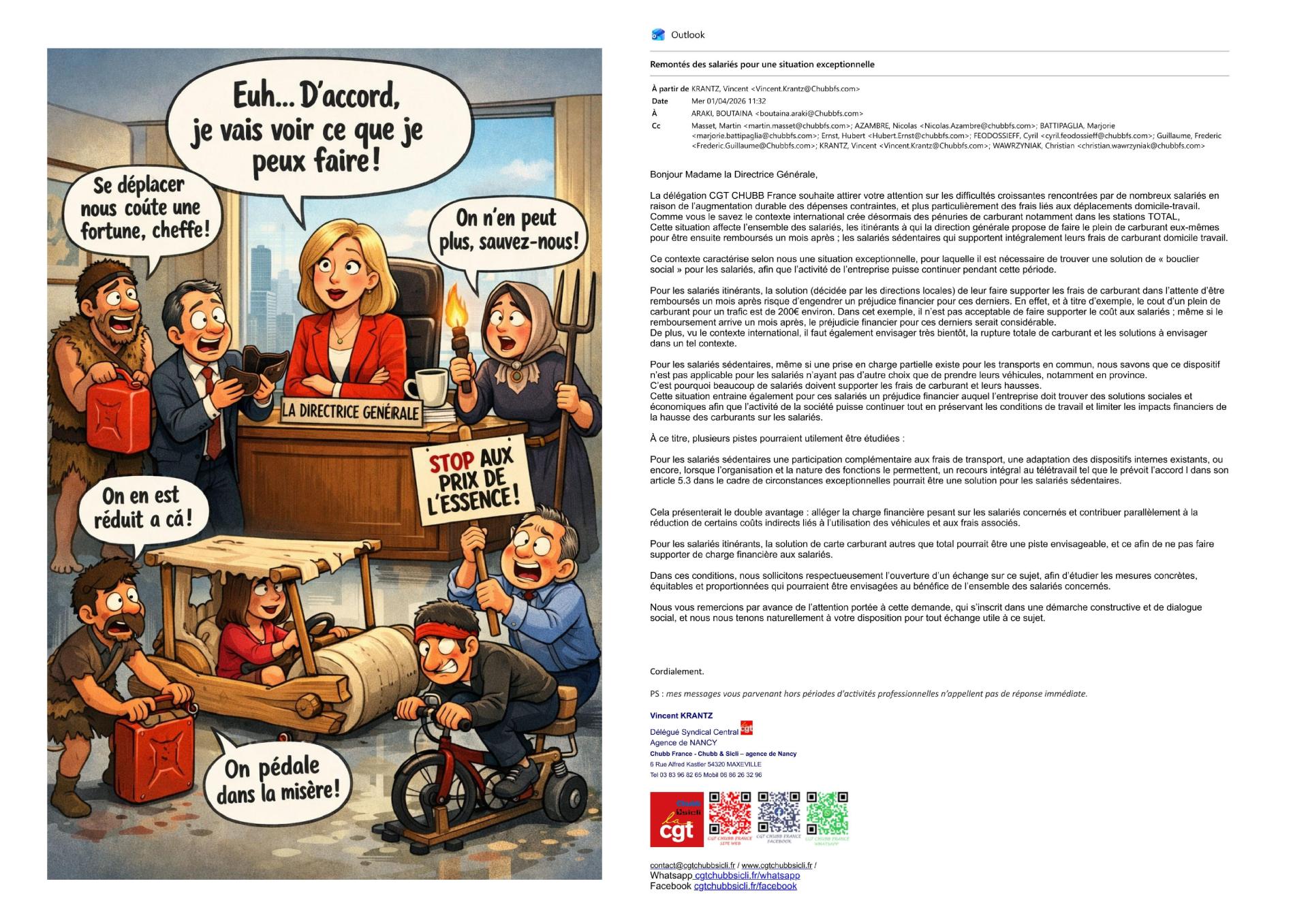 Carburant situation exceptionnelle demande de la cgt chubb france