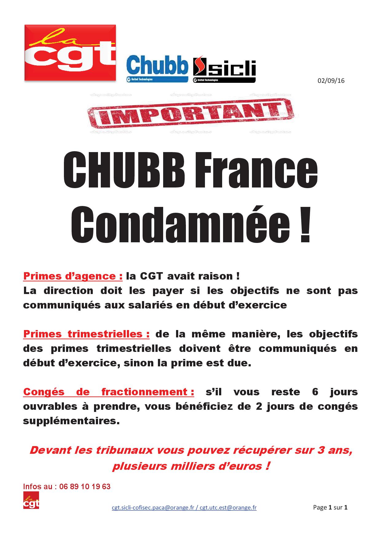 Chubb france condamnee