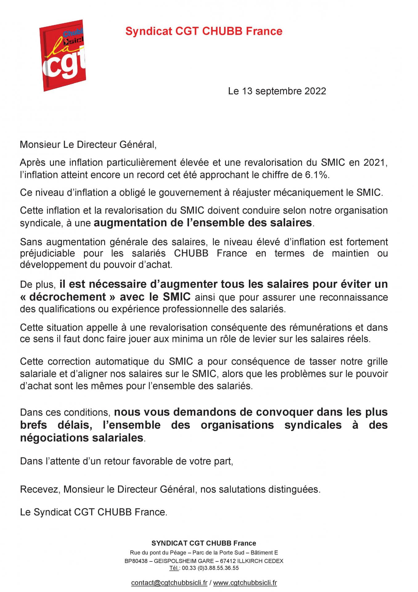 Lettre au dg ne go salaire sept 2022