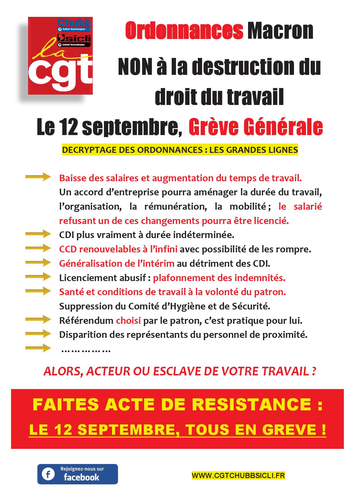 Ordonnances macron 12 sept cgt chubb france