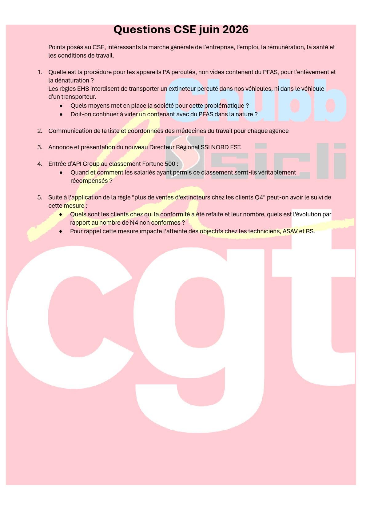Questions cgt cse juin 2026